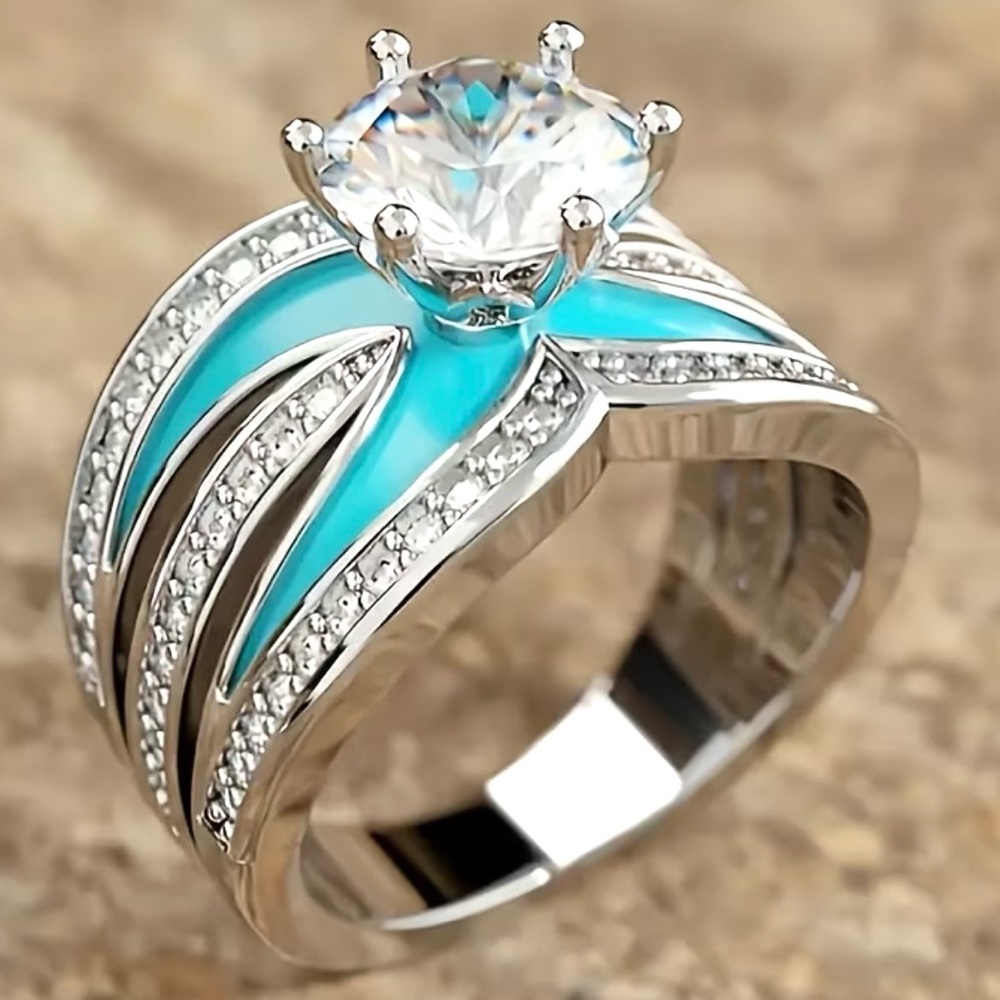 Turquoise Bohemian Style Elegant Ring Size 7